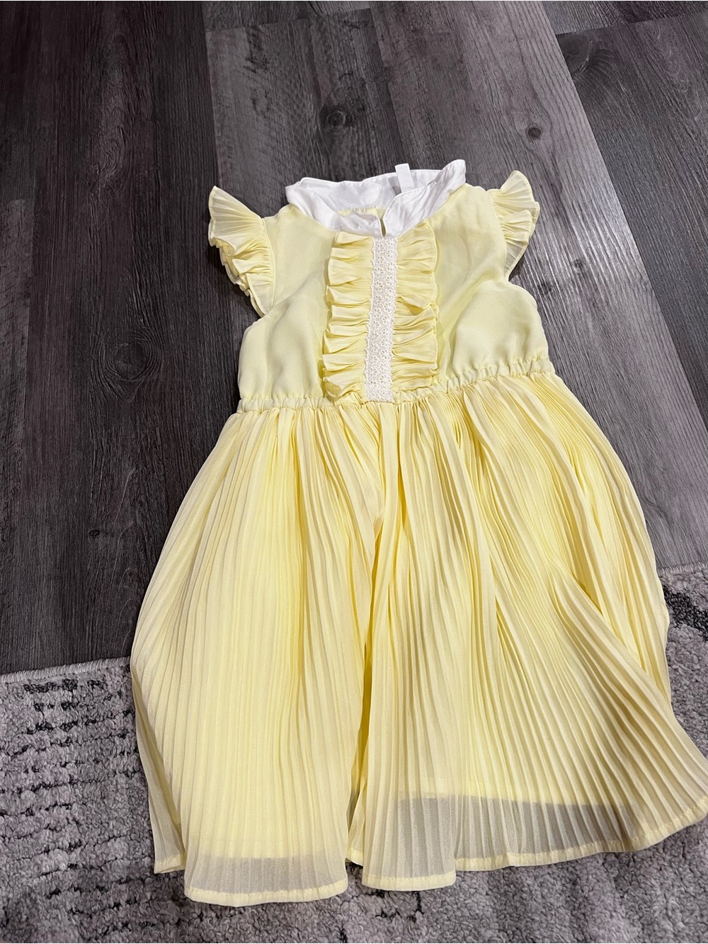 Janie and Jack Pale Yellow Pleated Ruffle Dress